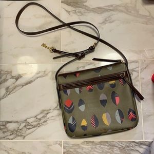 Fossil Crossbody Handbag purse green leaf